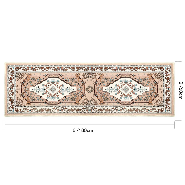 2' x 6' Washable Vintage Distressed Area Rug