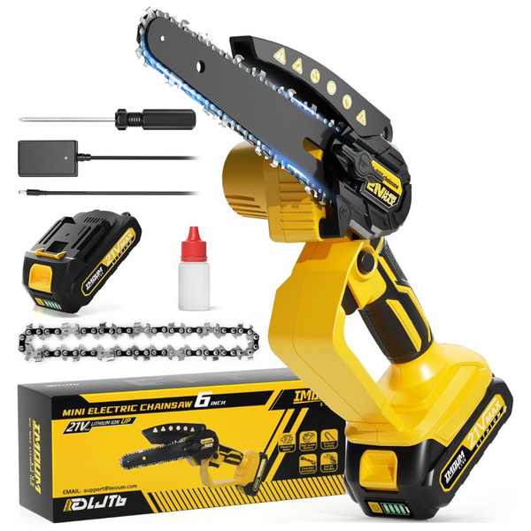 6" 550W Mini Cordless Electric Chain Saw Kit with 2x Batteries