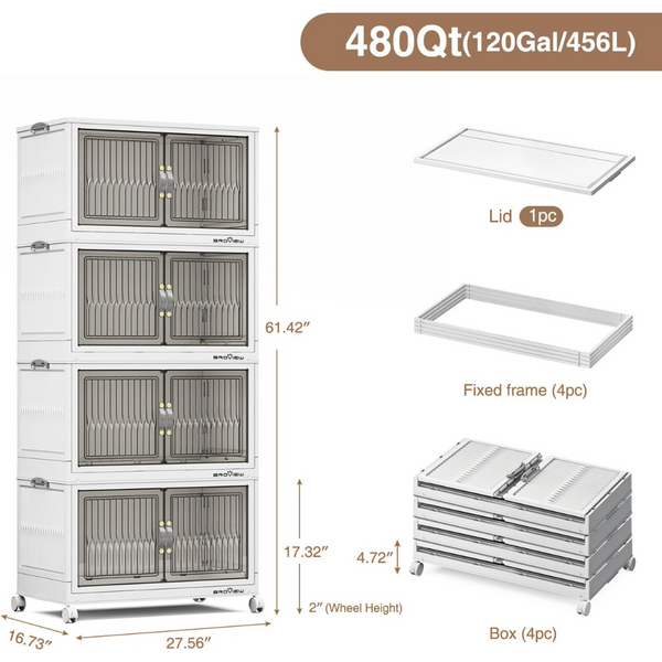 BROVIEW 120 Qt Stackable Storage Bins with Lid