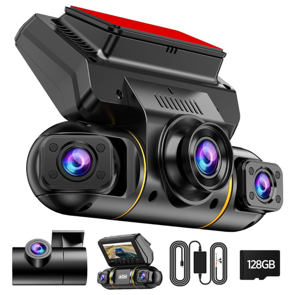 Lamtto 4-Channel 1080p FHD 360 Degree Dash Cam with Hardwire Kit