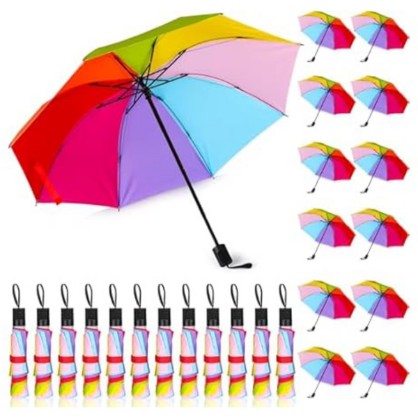 24-Pack Silkfly Tri Fold Collapsible LGBT Pride Rainbow Umbrella
