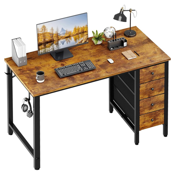 Lufeiya 47" Computer Desk With 4 Fabric Drawers