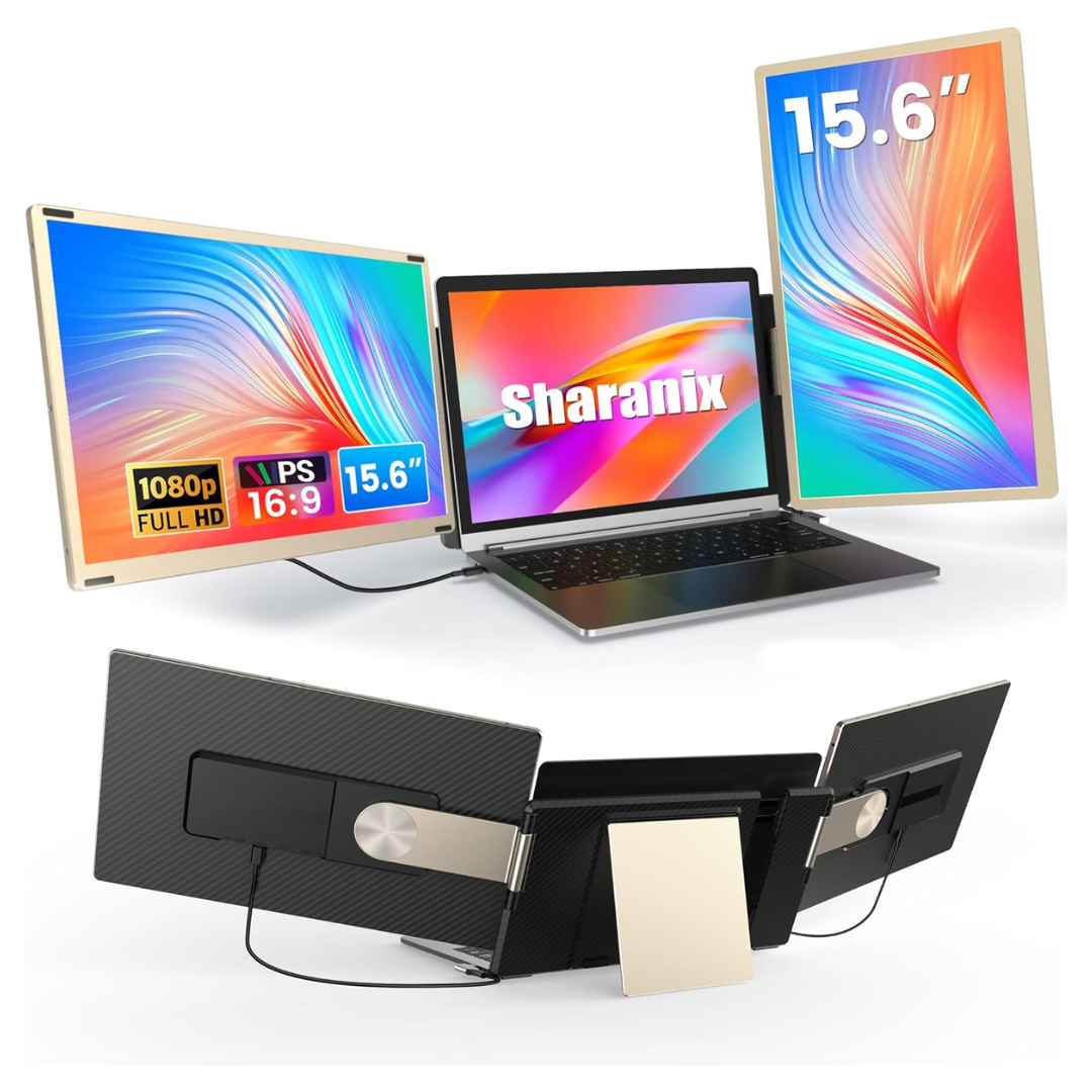 Updated 5.6" Portable Triple Screen Extender For Laptop Up To 17.3"