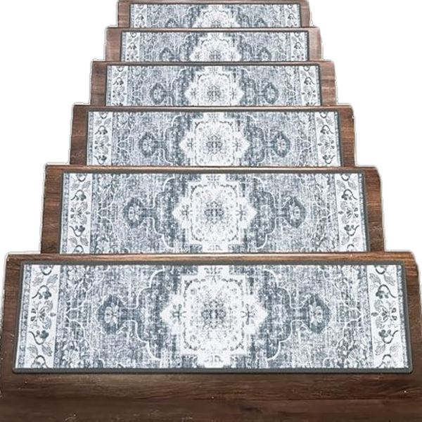 4-Pack 30" x 8" Non-Slip Boho Carpet Stair Treads