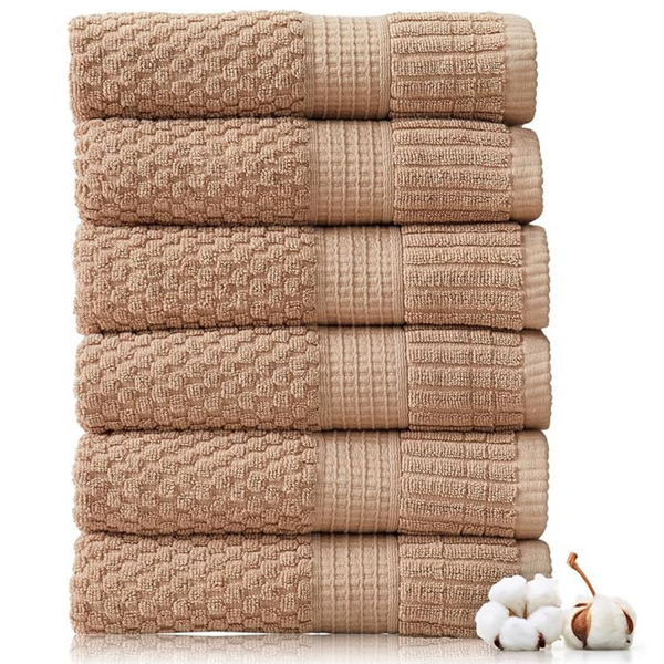 6-Pack 16" x 28" Cotton Super Soft & Absorbent Hand Towel Set