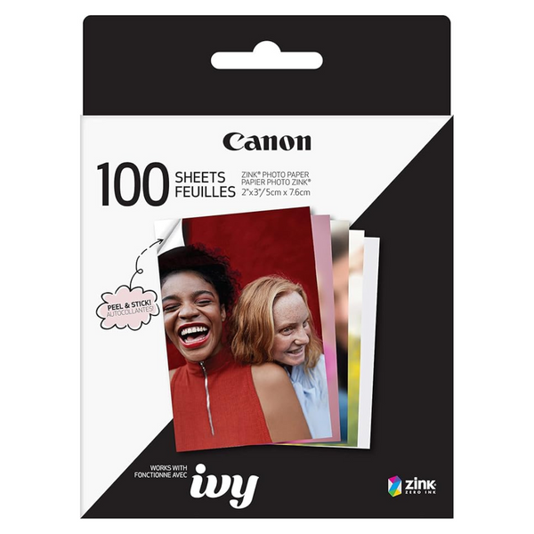 100-Sheets Canon ZINK 2" x 3" Photo Sticker Paper Pack