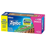 Ziploc Snack Bags With EasyGuide Texture, Small Plastic Storage Bags With Grip ‘N Seal Technology (50 Bags Total)