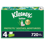 Kleenex Lotion Facial Tissues With Coconut Oil, 4 Flat Boxes, 180 Tissues Per Box