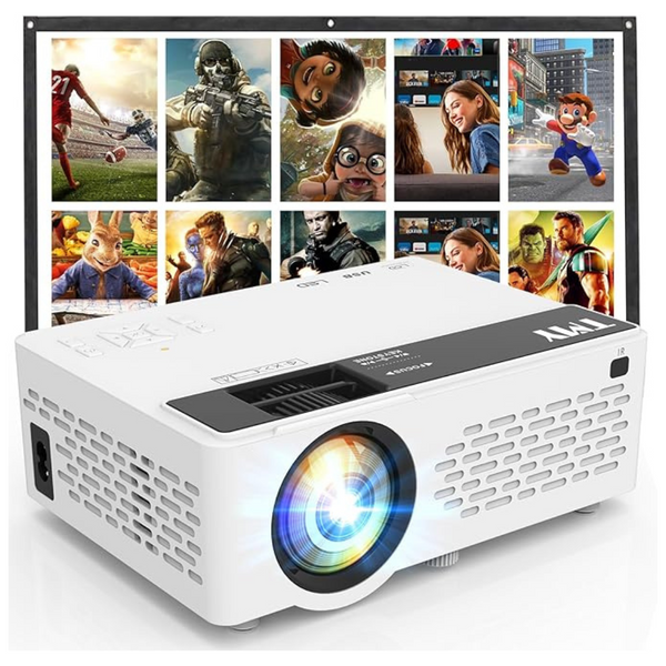 1080P Full HD 5500-Lumens Mini Projector With 100" Projector Screen