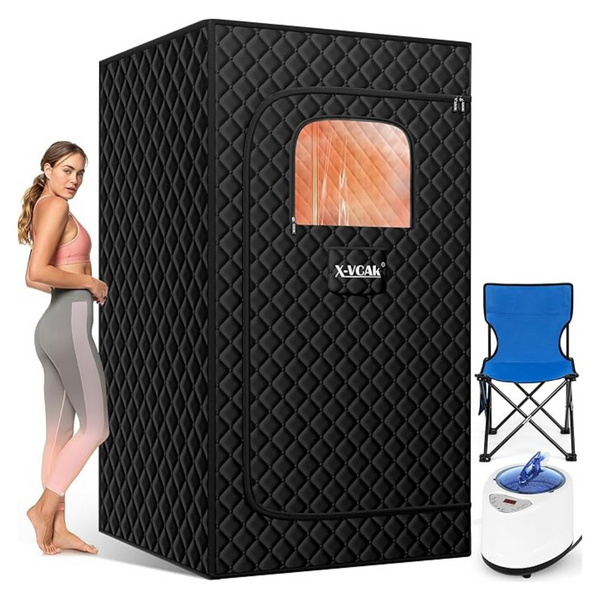 X-Vcak Portable 2.6' x 2.6' x 5.9' 9-Level Steam Sauna Box Tent