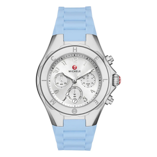 Michele Jelly Bean Tahitian Silver & Light Blue Watch
