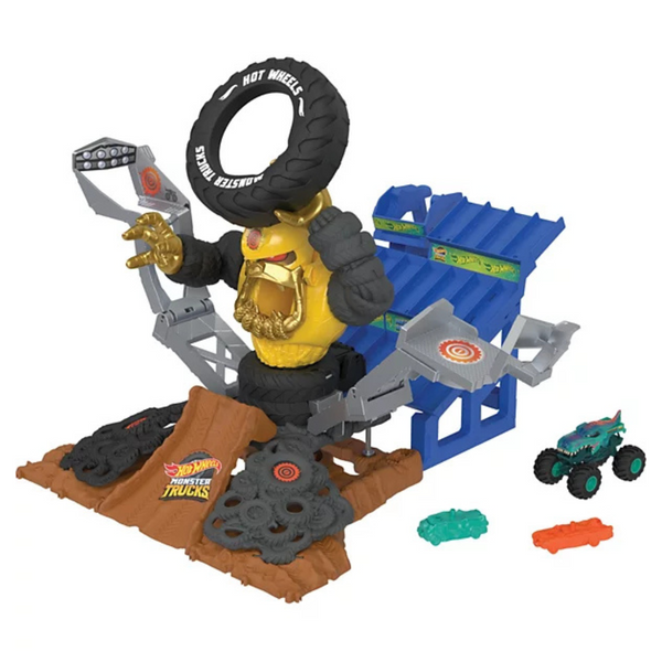 Hot Wheels Monster Truck Arena Smashers Mega-Wrex Vs. Crushzilla Takedown Playset