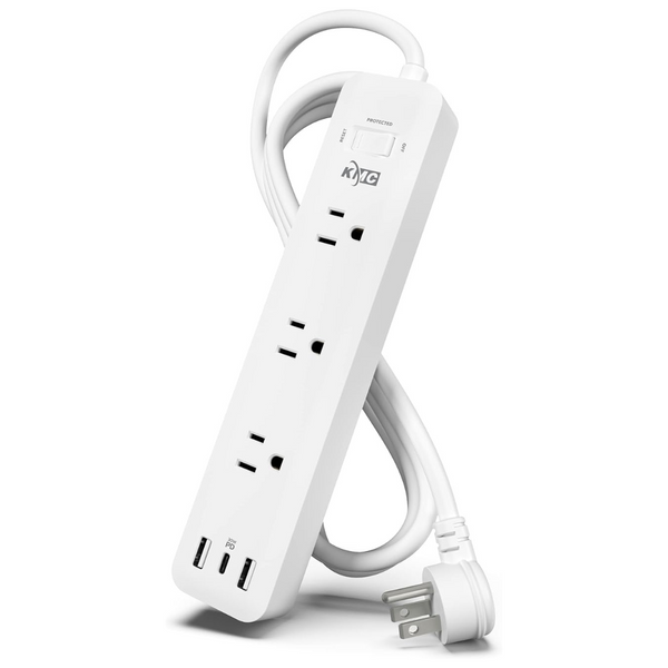 30W Power Delivery USB-C PD 980J 3-Outlet 6 Feet Surge Protector