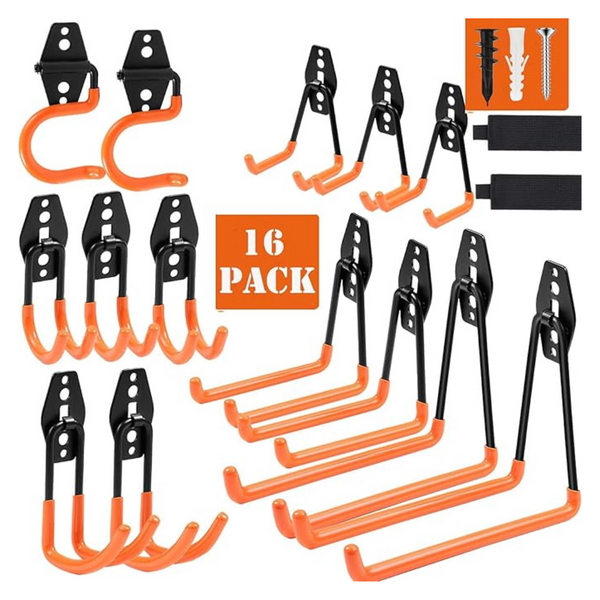 16-Pack Double Heavy Duty Wall Mount Garage Organization & Hanger