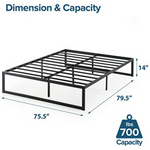 Zinus Abel Metal Platform Bed Frame with Steel Slat Support (14", King)
