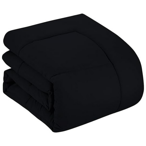 4-Pack 7-Piece All Season Soft Down Alternative Comforter Set (Full, Black)