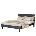 DUMOS Wood Queen Bed Frame With Headboard (83"L x 64"W x 45"H)