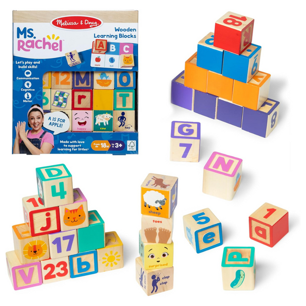 Ms. Rachel Melissa & Doug Letter, Number, & Game Wooden Learning Blocks
