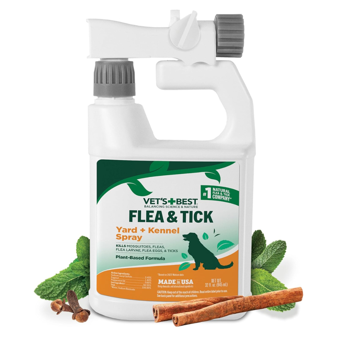 Vet's Best Flea And Tick Yard & Kennel Spray W/ Hose Attachment, 32 oz