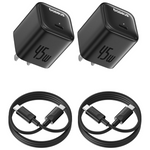2-Pack Base 45W USB-C GaN6 Fast Wall Charger Adapter With USB-C Cables