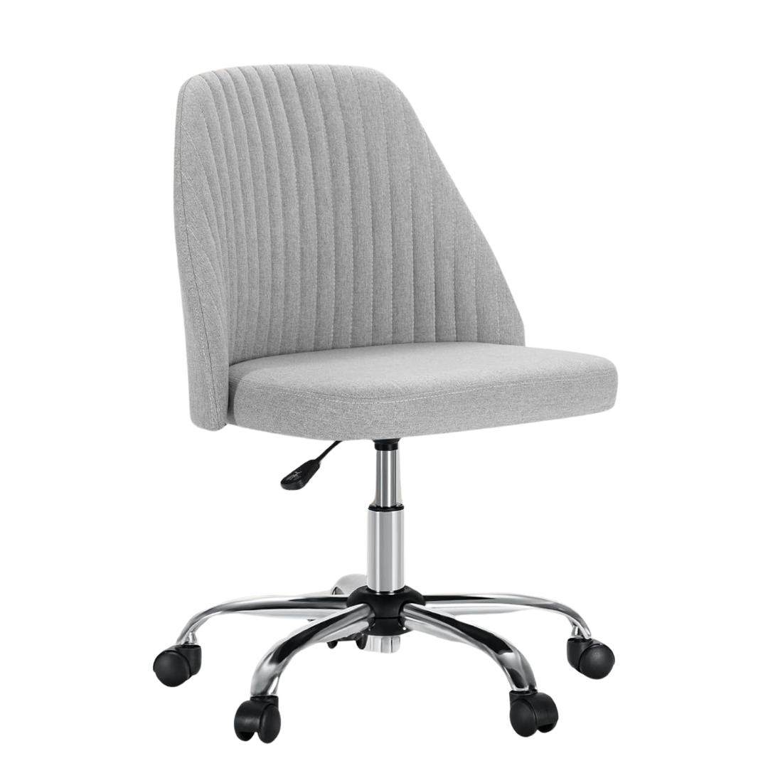 Sweetcrispy Armless Modern Fabric Vanity Seat Desk Chairs W/ Wheels