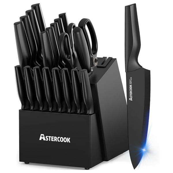21-Piece Astercook German Stainless Steel Knife Sets With Block