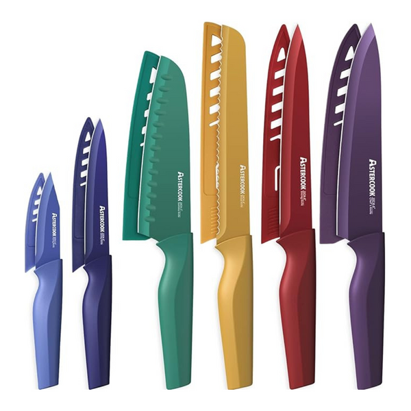 12-Piece Astercook Color-Coded Stainless Steel Kitchen Knife Set