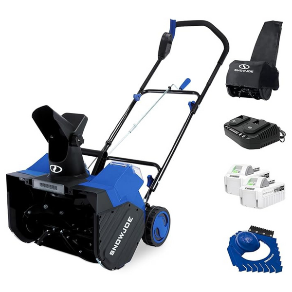 Snow Joe 24V Cordless Snow Blower W/ 18″ Clearing, Batteries, Charger, Cover & Ice Scraper