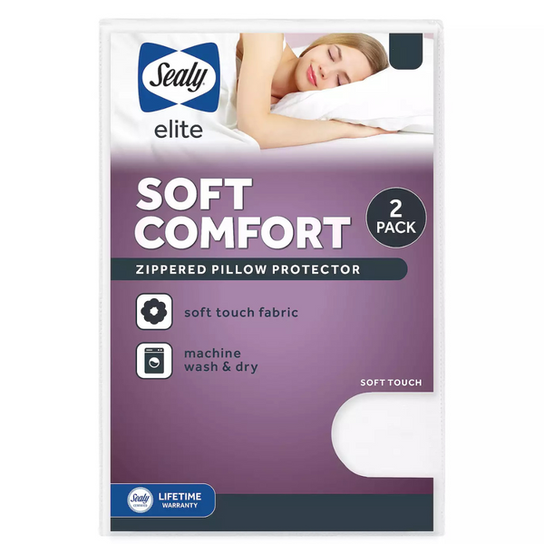 2-Pack Sealy Elite Soft Comfort Zippered Pillow Protector