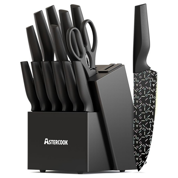 15-Piece Stainless Steel Knife Set With Built-In Sharpener