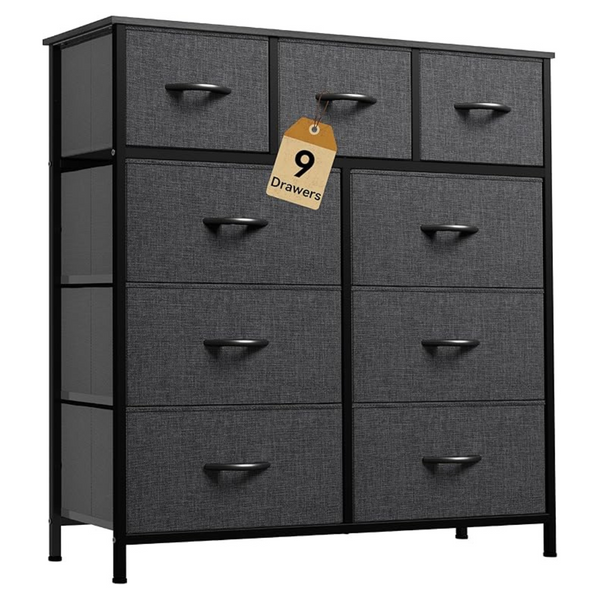 DWVO Sturdy Steel Frame 9 Drawers Dresser