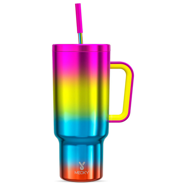 40 Oz Stainless Steel 100% Leak-Proof Travel Tumbler W/ Handle & Straw