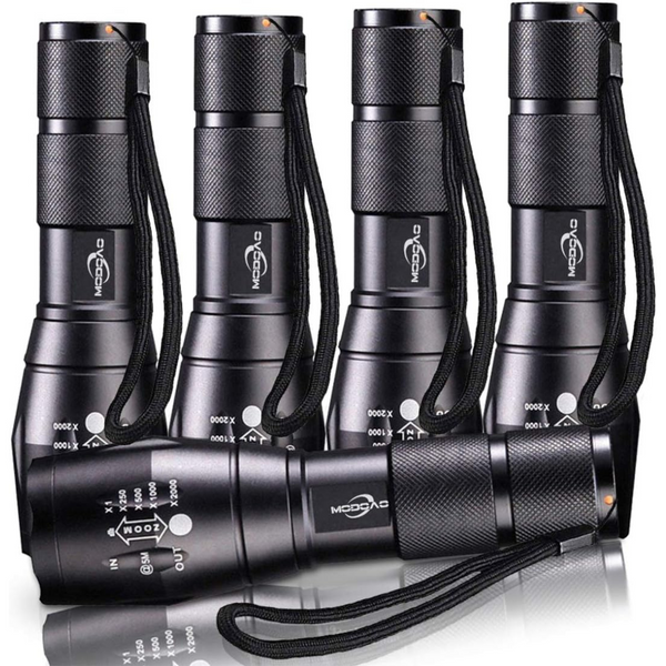 5-Pack 1500LM Waterproof Zoomable Tactical LED Flashlight