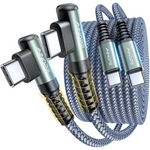 2-Pack 6.6ft Ainope 60W USB-C to USB-C Nylon Braided Right Angle Cables