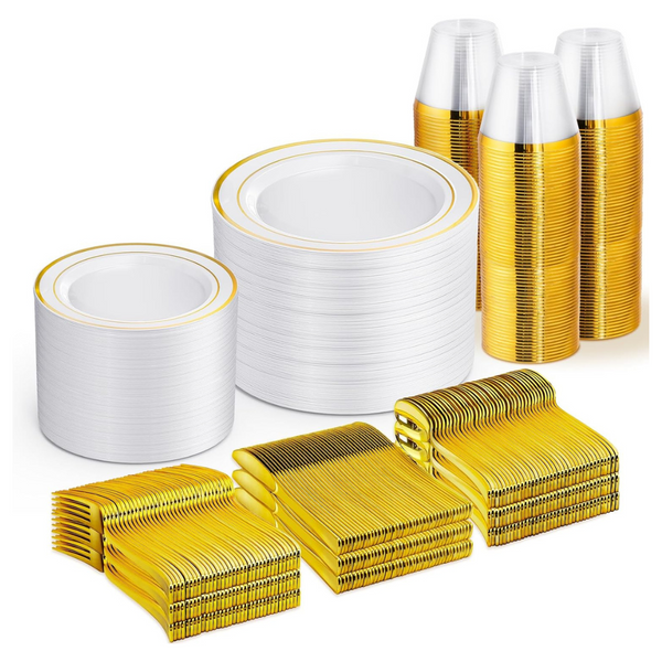 WELLIFE 600 Pcs Disposable Dinnerware Set For 100 Guests