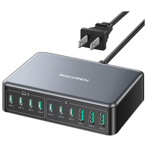 Rocoren 10-Ports 480W Gan USB-C Charging Station