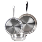 3-Piece T-fal Pro Tri-Ply Stainless Steel Frypan Set (8"/10"/12")