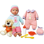 15" Baby Doll Billie & Teddy Bear W/ Accessories