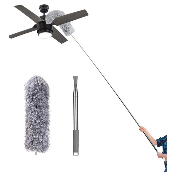 Mizikuson Microfiber Extendable Cobweb Duster With 100" Extension Pole