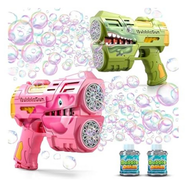 2-Pack Jasny Rechargeable LED Light Up Dino Bubble Guns