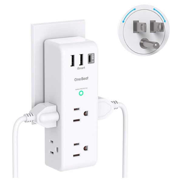 One Beat Surge Protector Outlet Extender With Rotating Plug