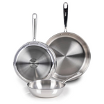 3-Piece T-fal Pro Tri-Ply Stainless Steel Frypan Set (8"/10"/12")