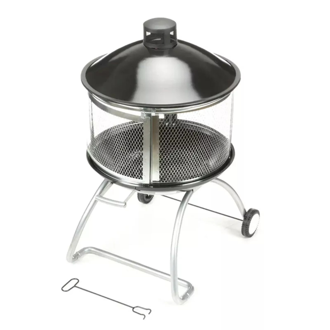 Four Seasons Courtyard 28" Portable Fire Pit With Sliding Door Design