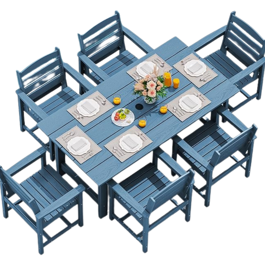 7-Piece Serwall Patio Outdoor HDPE Dining Furniture Set