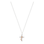 Women's Brilliance Brass And 14K Gold Plated Cross Pendant Necklace