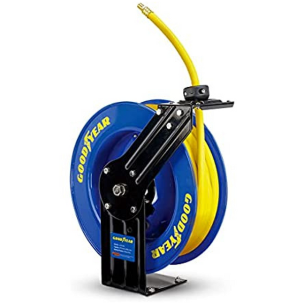 Goodyear Steel 3/8" x 50ft Air Compressor Rubber Hose Reel