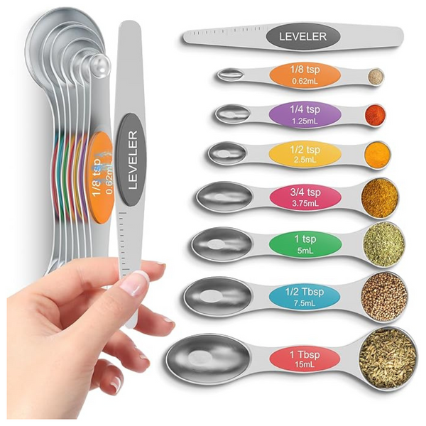 Set Of 8 Howgoody Magnetic Measuring Spoons