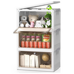 3 Tier Foldable Stackable Plastic Storage Bins With Lid