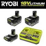 Ryobi One+ 18V 2x 4Ah HP Batteries+1x 2Ah HP Battery & Dual Port Charger