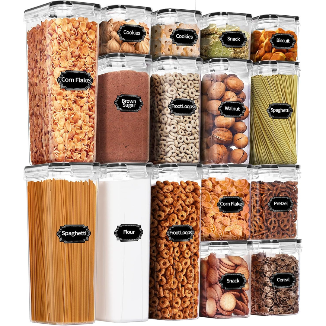 16-Piece Airtight Food Storage Container Set with Labels and Marker